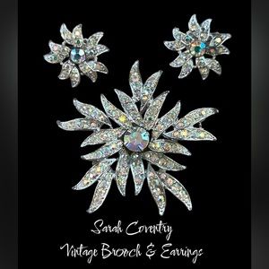 Sarah Coventry Aurora Blaze Vintage Brooch & Earrings Set. 1960’s